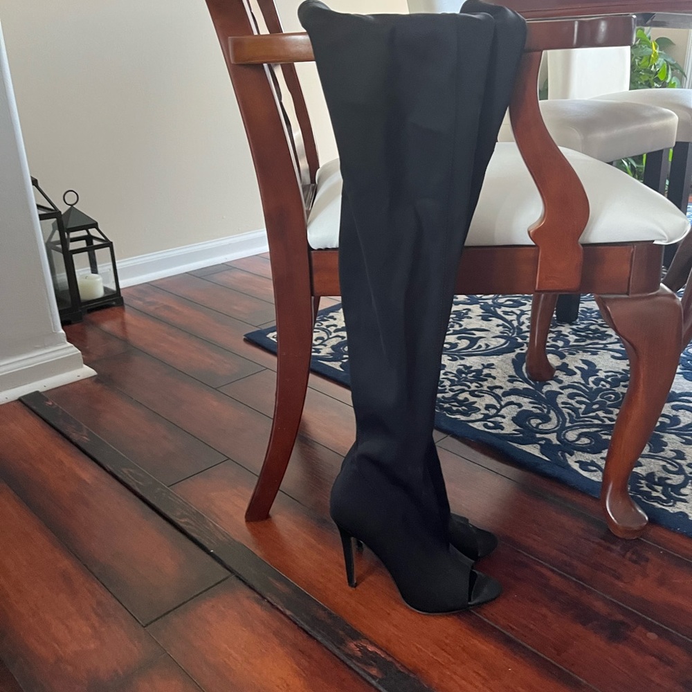 Women’s thigh-high boots.